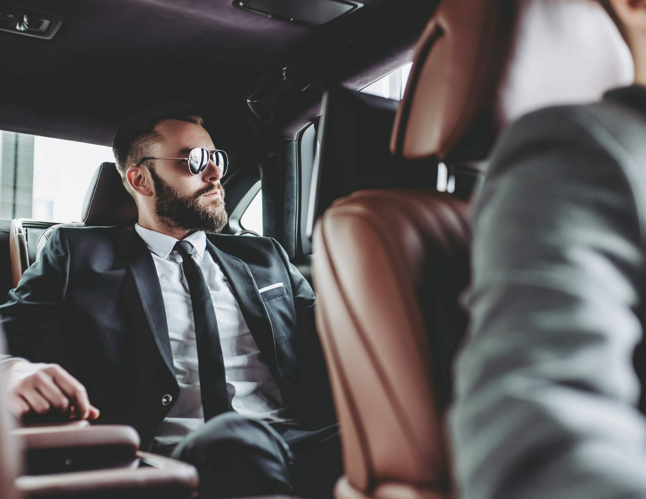 Businessman in car